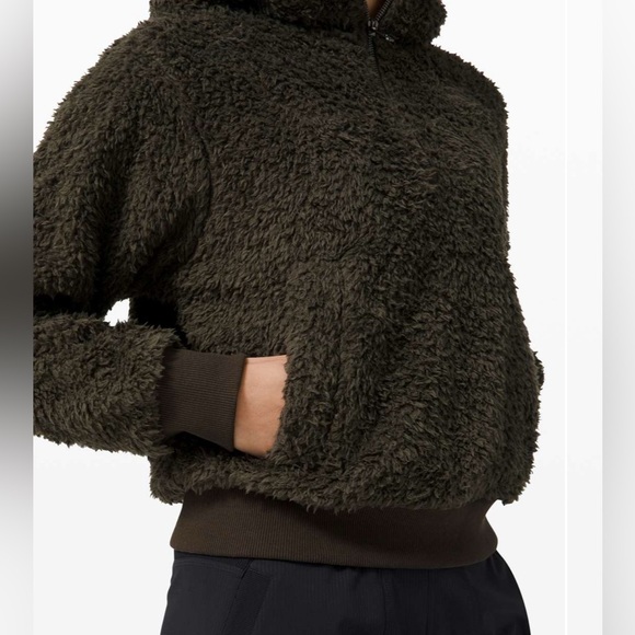 Lululemon oh so Sherpa half zip hoodie dark olive - Picture 4 of 16
